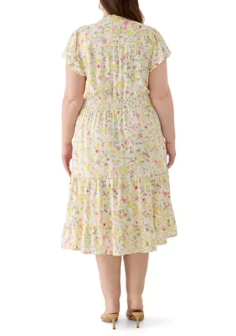 Plus Smocked Waist Midi Dress