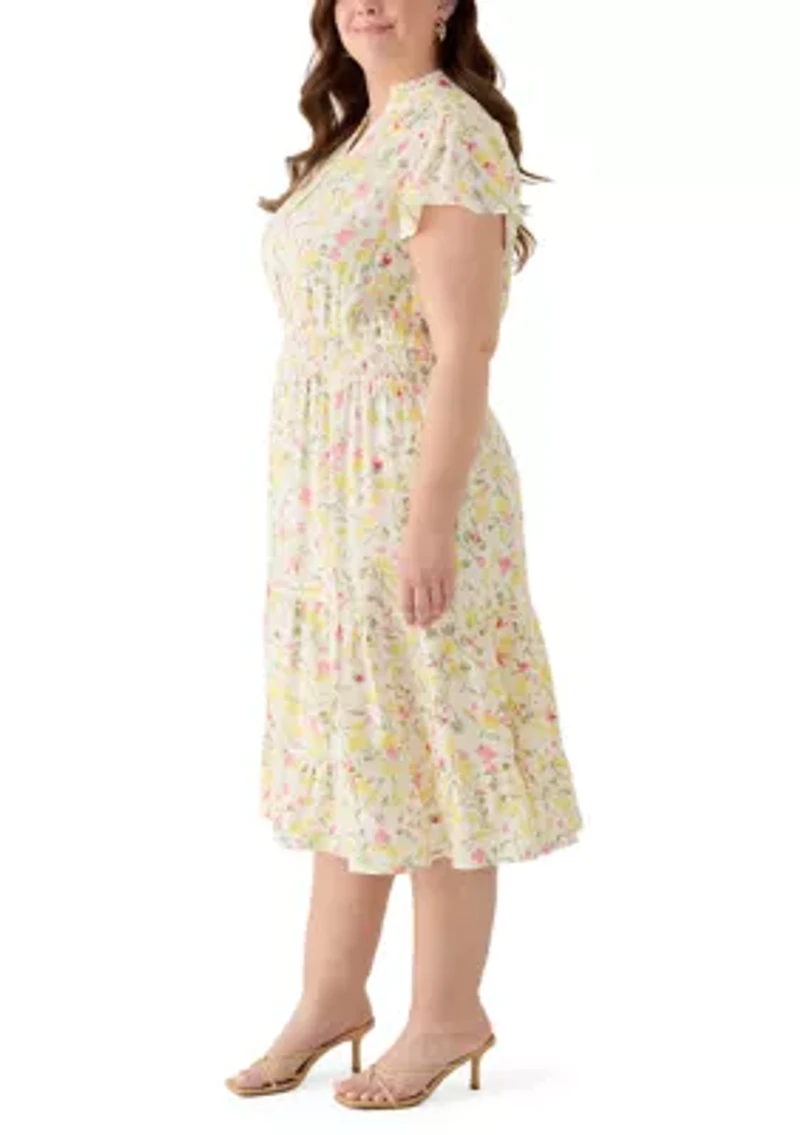 Plus Smocked Waist Midi Dress