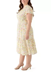 Plus Smocked Waist Midi Dress
