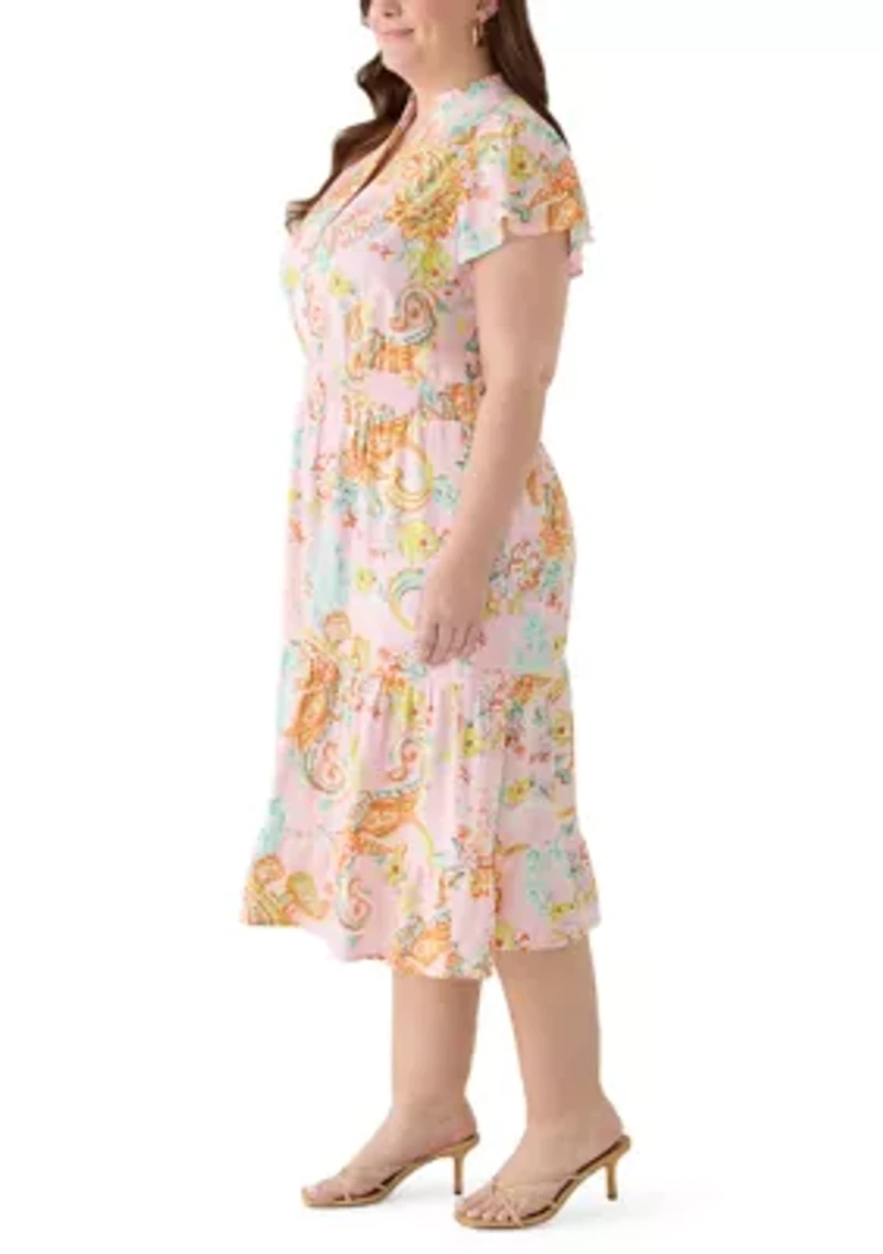 Plus Smocked Waist Midi Dress
