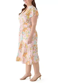 Plus Smocked Waist Midi Dress