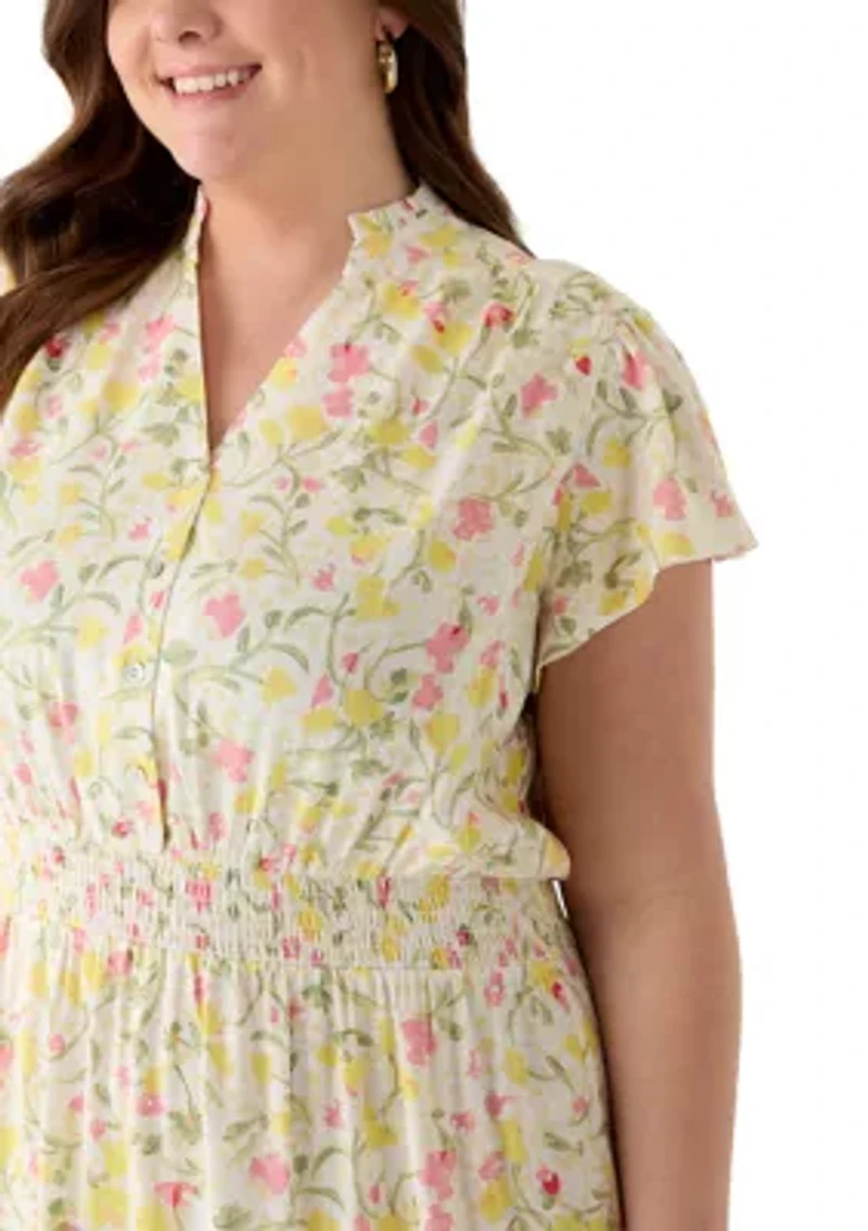 Plus Smocked Waist Midi Dress