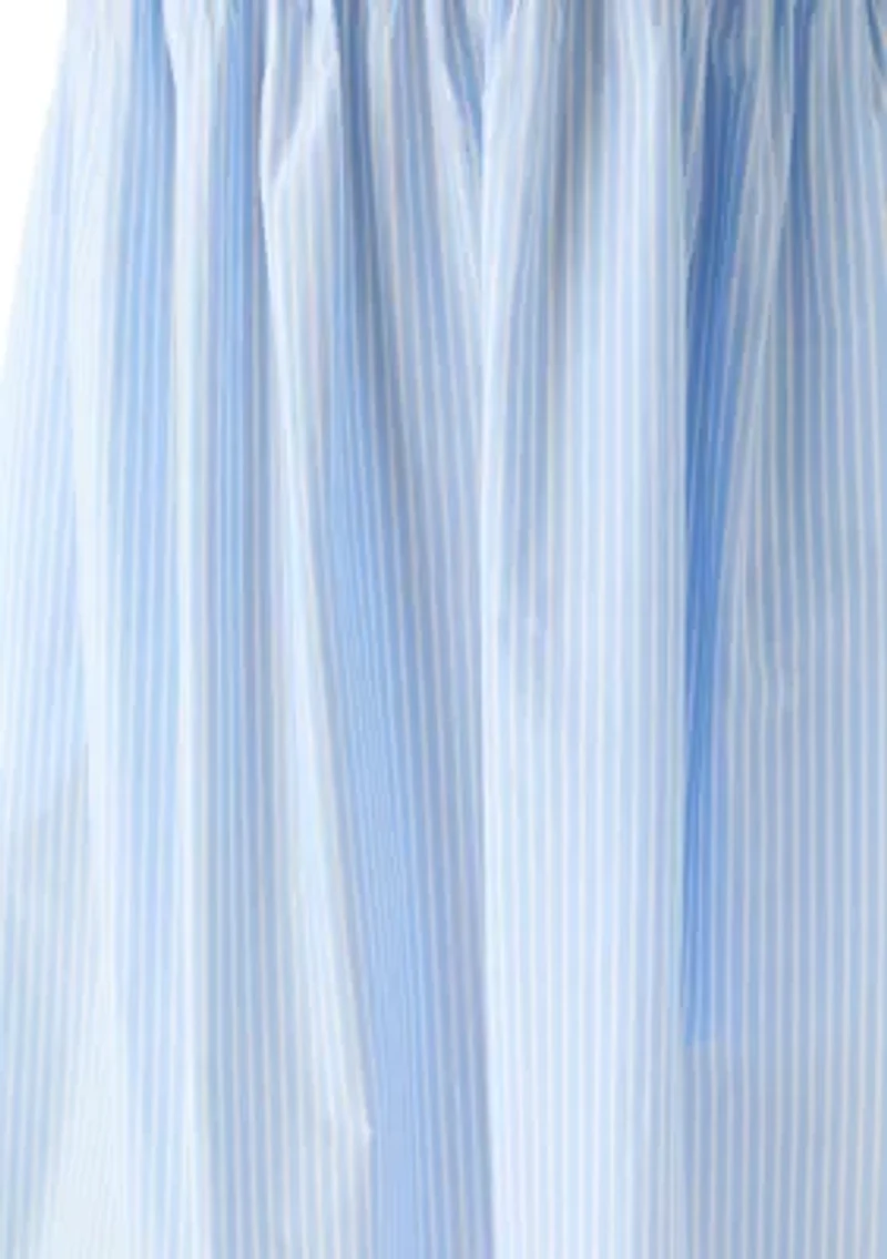 Plus Sleeveless Knit-Woven Striped Midi Dress