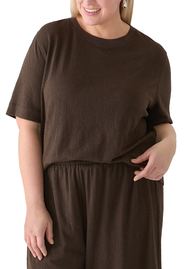 Plus Short Sleeve Textured Knit Top