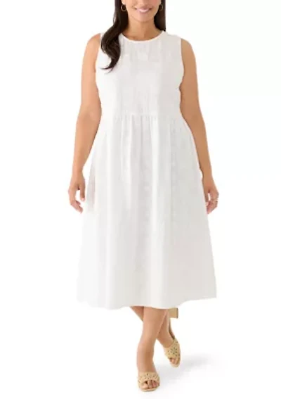 Plus Sleeveless Eyelet Midi Dress