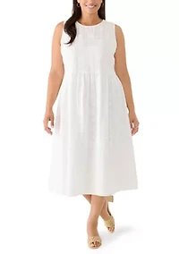 Plus Sleeveless Eyelet Midi Dress