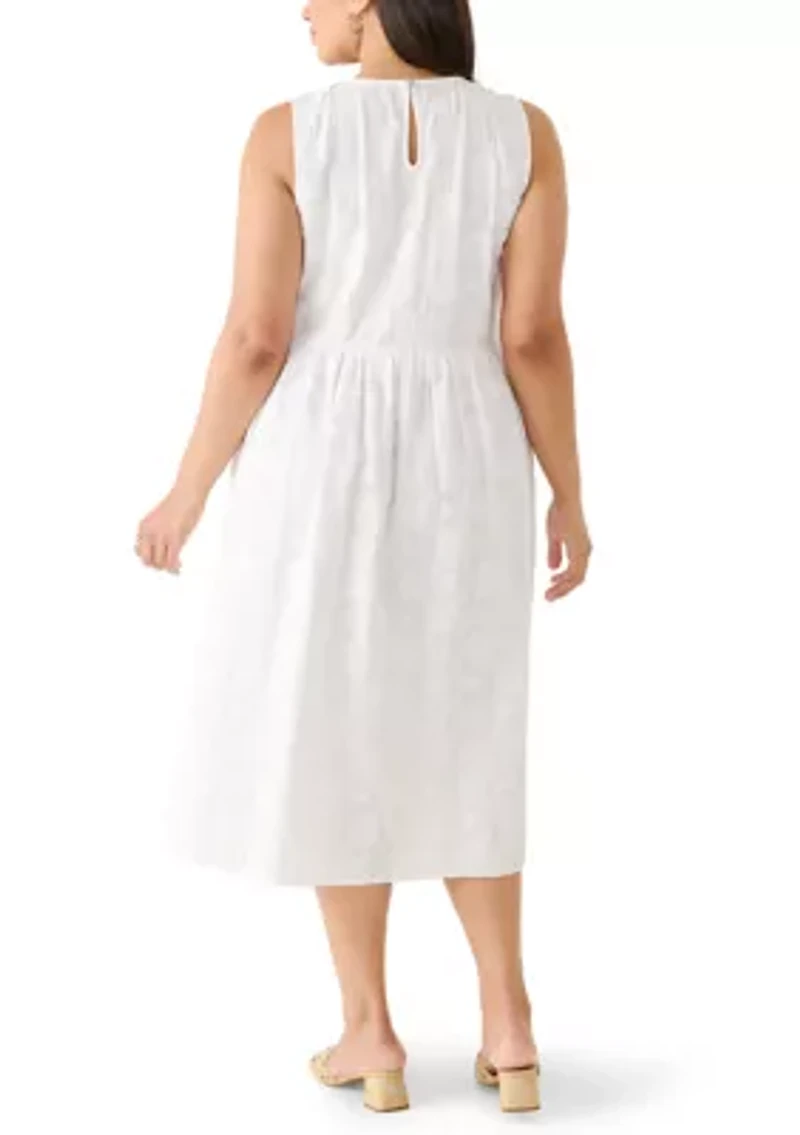 Plus Sleeveless Eyelet Midi Dress