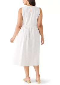 Plus Sleeveless Eyelet Midi Dress