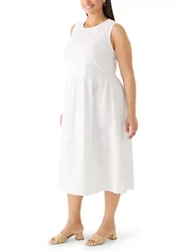 Plus Sleeveless Eyelet Midi Dress