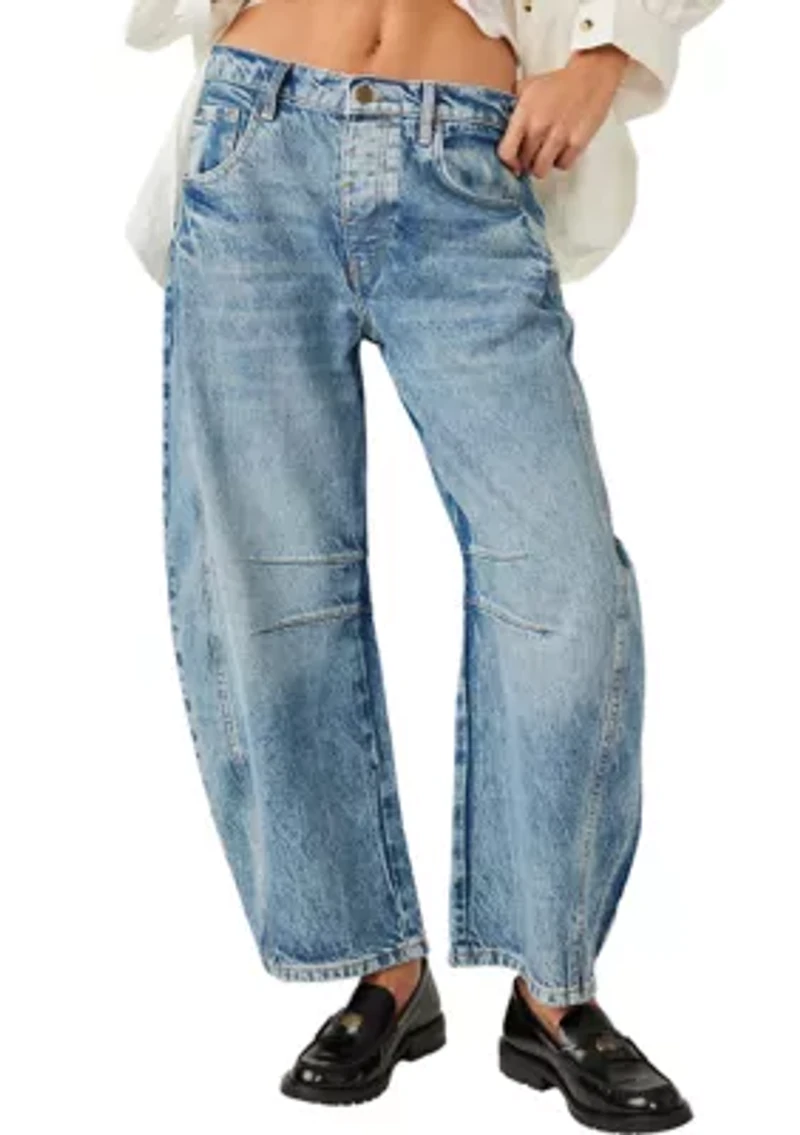 We The Free Good Luck Mid-Rise Barrel Jeans