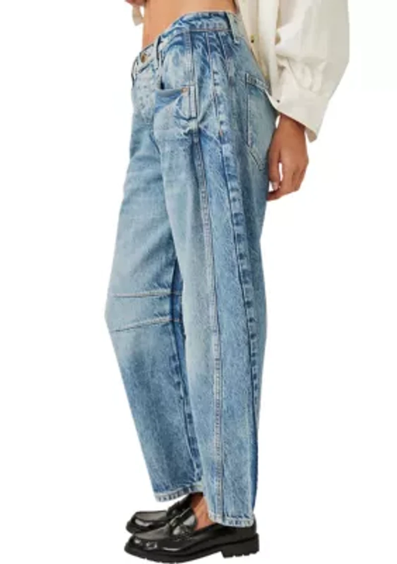 We The Free Good Luck Mid-Rise Barrel Jeans