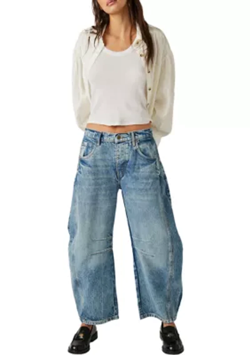 We The Free Good Luck Mid-Rise Barrel Jeans