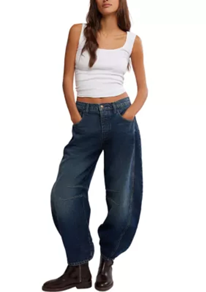 We the Free Good Luck Mid Rise Barrel Jeans
