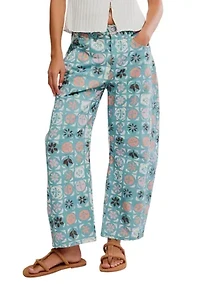 We The Free Good Luck Printed Barrel Jeans