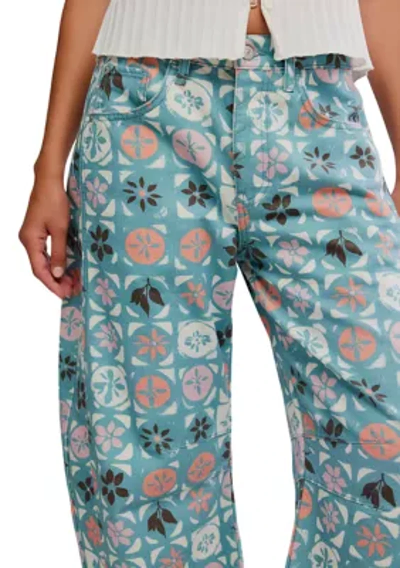 We The Free Good Luck Printed Barrel Jeans