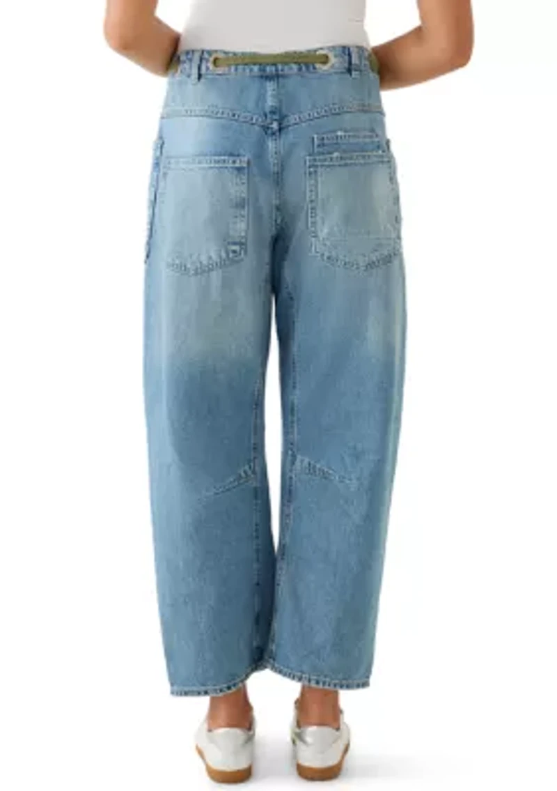 Moxie Low Slung Pull On Barrel Jeans