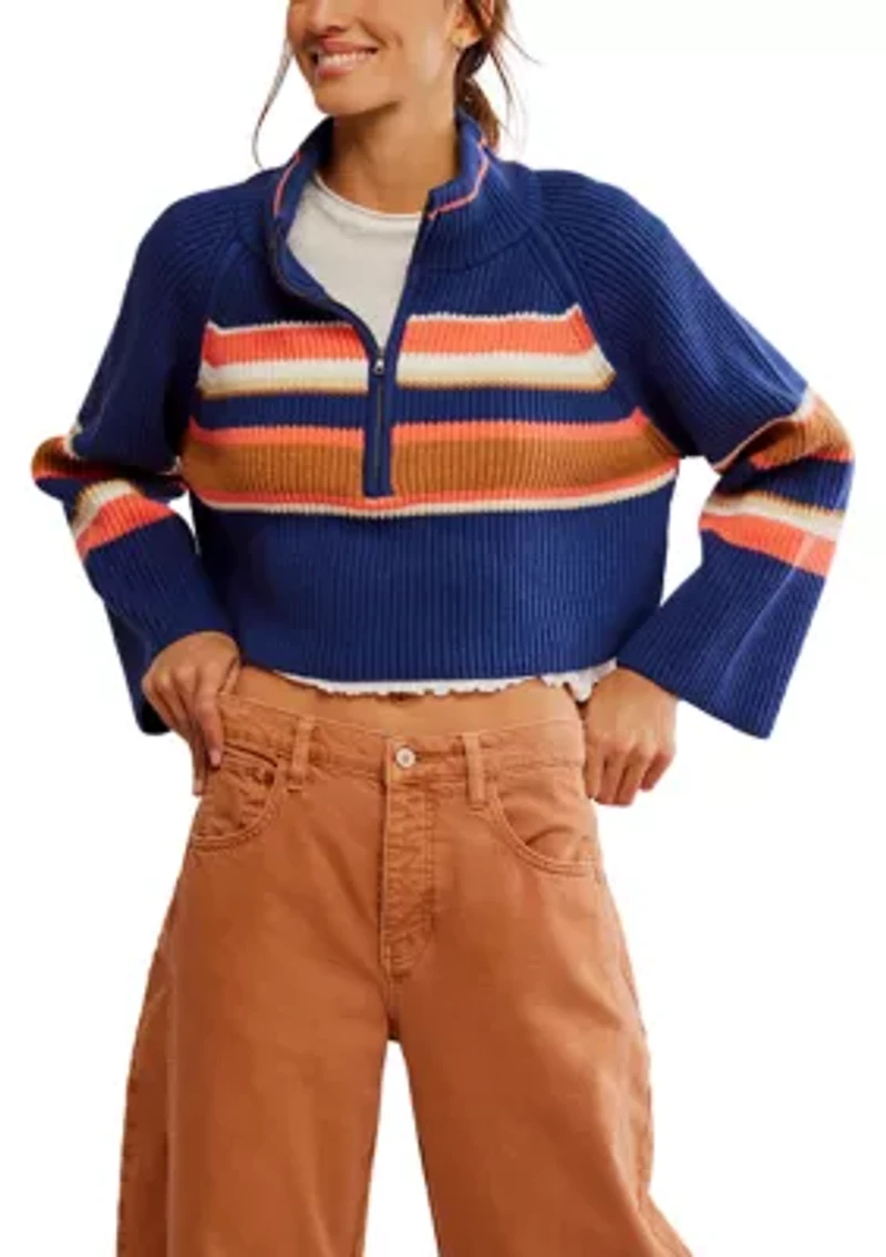 Striped Greta Half Zip Pullover