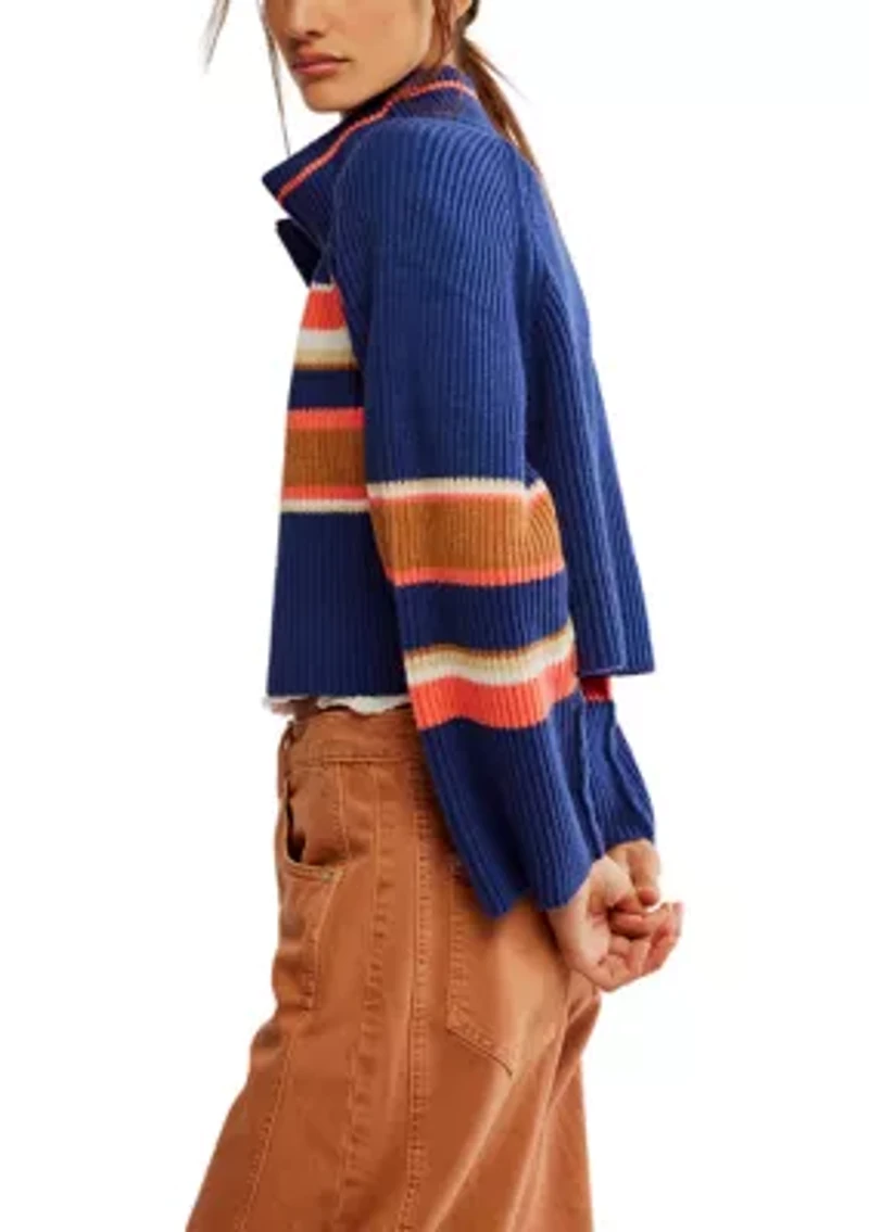 Striped Greta Half Zip Pullover