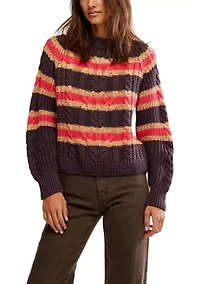 Frankie Cable Striped Pullover