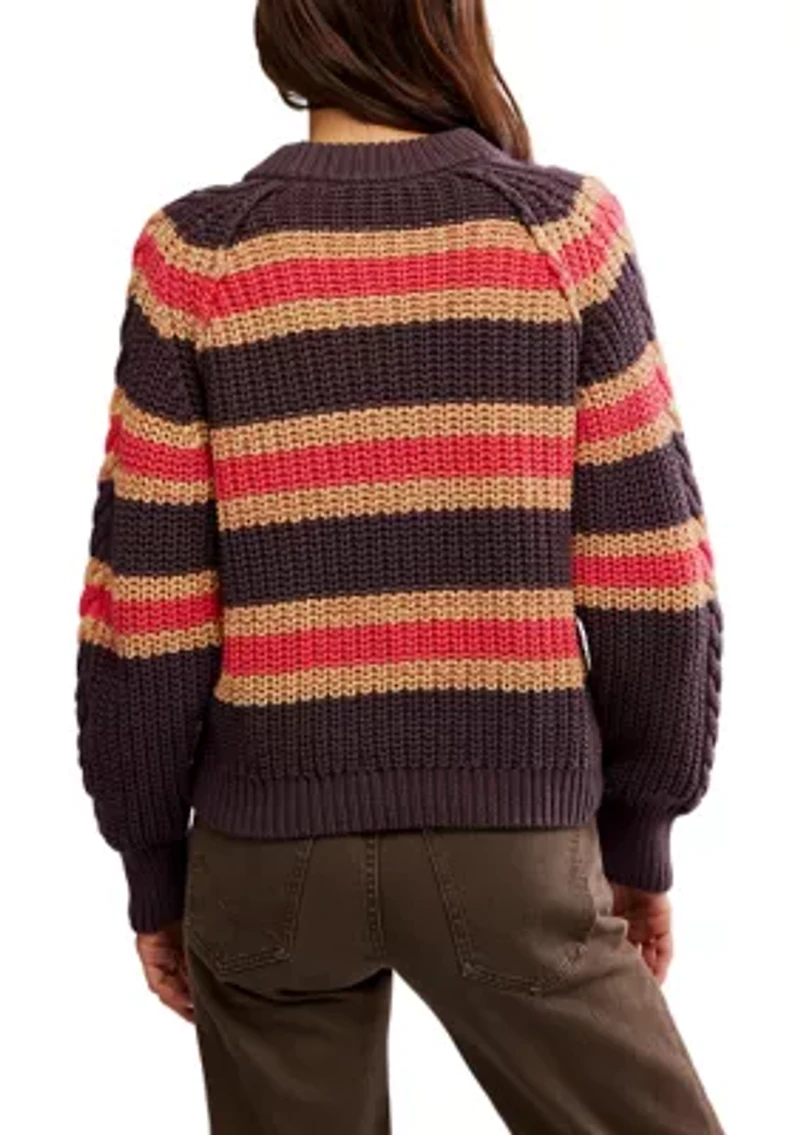Frankie Cable Striped Pullover