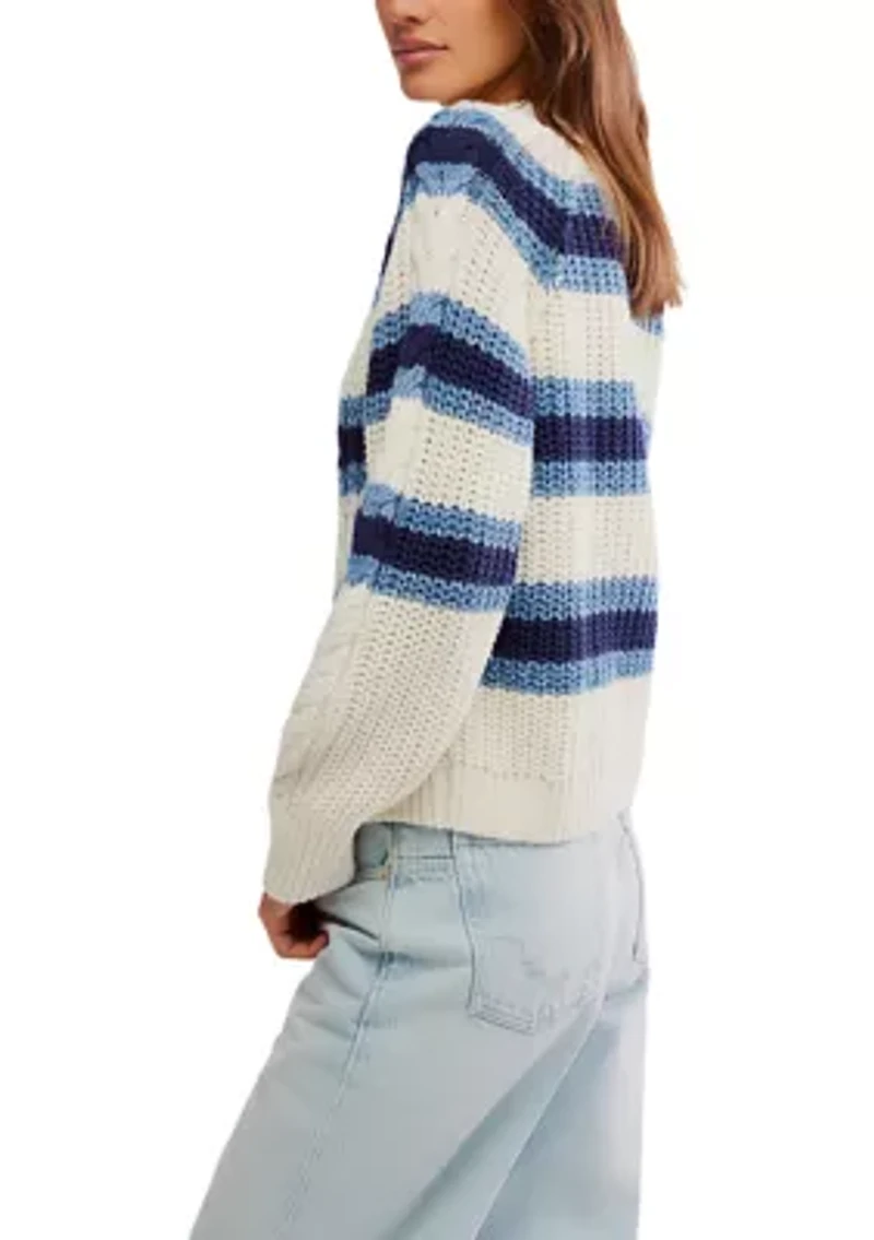 Frankie Cable Striped Pullover