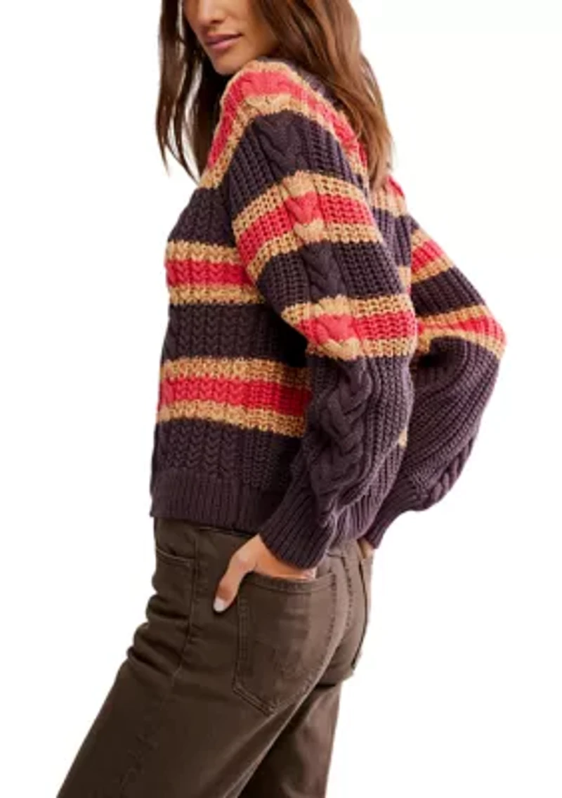 Frankie Cable Striped Pullover