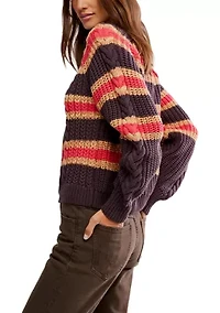 Frankie Cable Striped Pullover