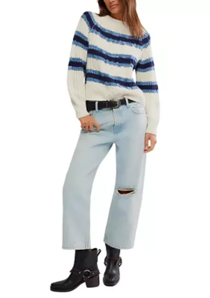 Frankie Cable Striped Pullover