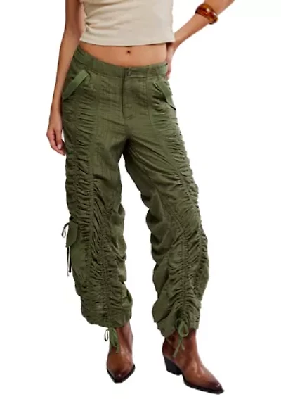 Scorpio Shirred Mid-Rise Cargo Pants