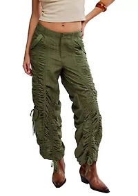 Scorpio Shirred Mid-Rise Cargo Pants