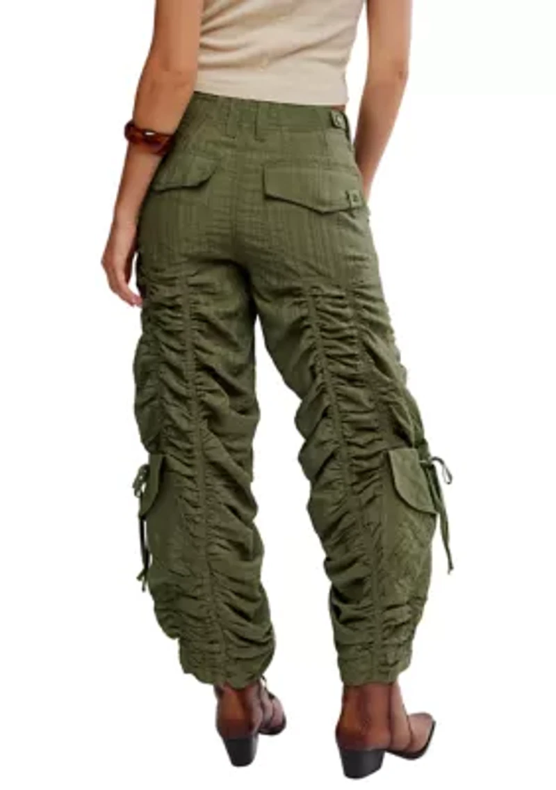 Scorpio Shirred Mid-Rise Cargo Pants