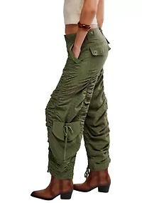 Scorpio Shirred Mid-Rise Cargo Pants