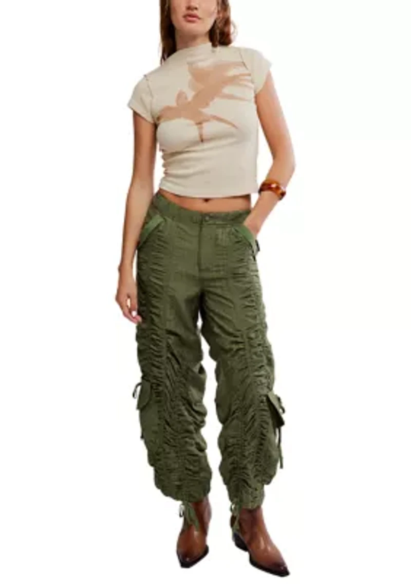 Scorpio Shirred Mid-Rise Cargo Pants