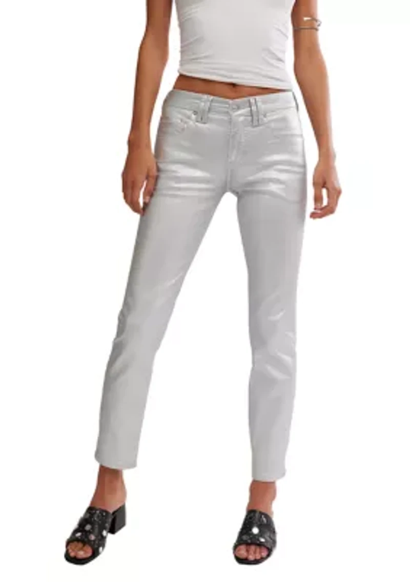 We The Free Oracle Metallic Low-Rise Slim Straight Jeans