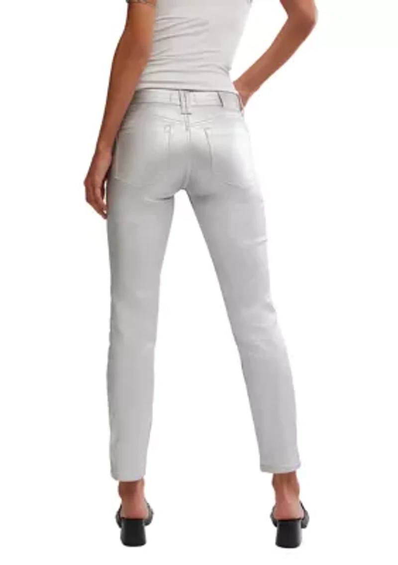 We The Free Oracle Metallic Low-Rise Slim Straight Jeans
