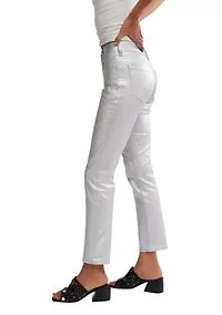 We The Free Oracle Metallic Low-Rise Slim Straight Jeans