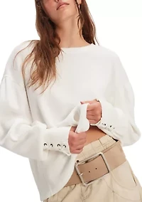 Lapis Cuff Crew Neck Long Sleeve T-Shirt