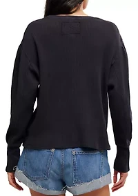 Lapis Cuff Crew Neck Long Sleeve T-Shirt
