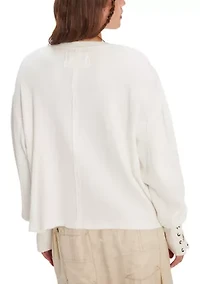 Lapis Cuff Crew Neck Long Sleeve T-Shirt