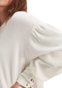 Lapis Cuff Crew Neck Long Sleeve T-Shirt