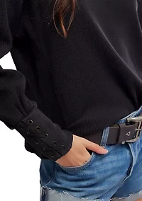 Lapis Cuff Crew Neck Long Sleeve T-Shirt