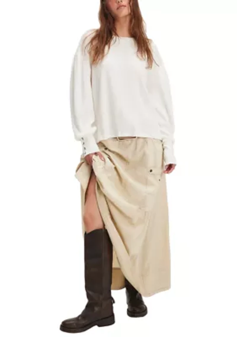 Lapis Cuff Crew Neck Long Sleeve T-Shirt