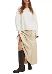 Lapis Cuff Crew Neck Long Sleeve T-Shirt