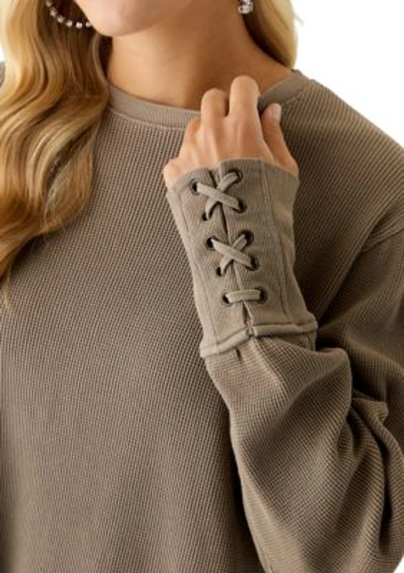 Lapis Cuff Crew Neck Long Sleeve T-Shirt