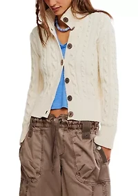 Cable Knit Collared Cardigan