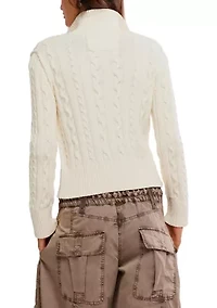 Cable Knit Collared Cardigan