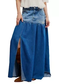 Good Company Mixed Denim Maxi Skirt