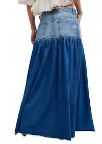Good Company Mixed Denim Maxi Skirt