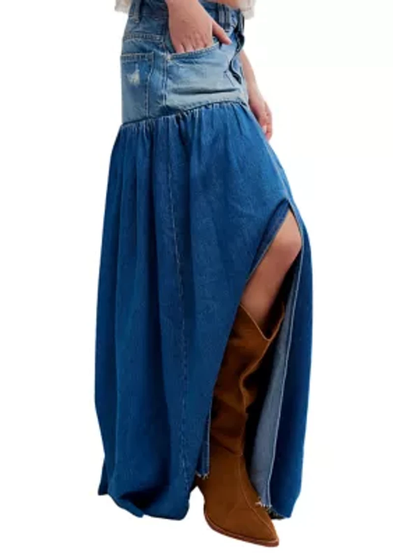 Good Company Mixed Denim Maxi Skirt