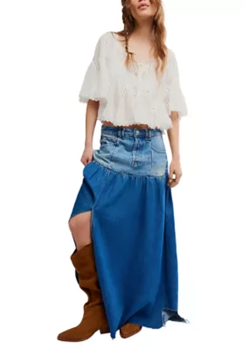 Good Company Mixed Denim Maxi Skirt